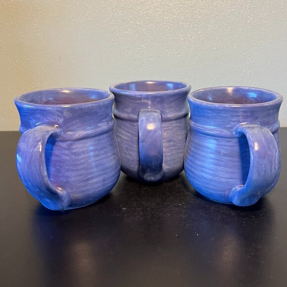 Set of 3 PFALTZGRAFF Stonewash Blue Ribbed Stoneware Mugs ~ Crafted in Mexico - Picture 4 of 9